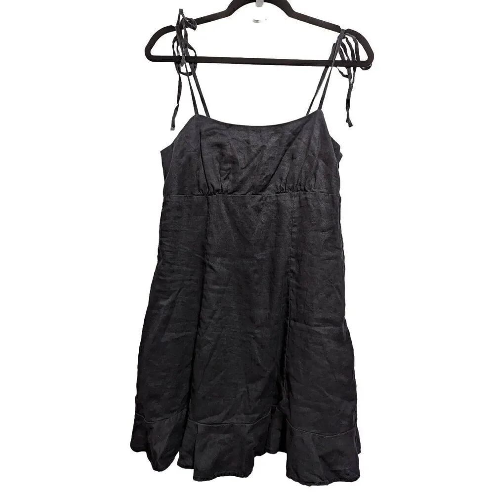 & Other stories black linen mini dress size 6